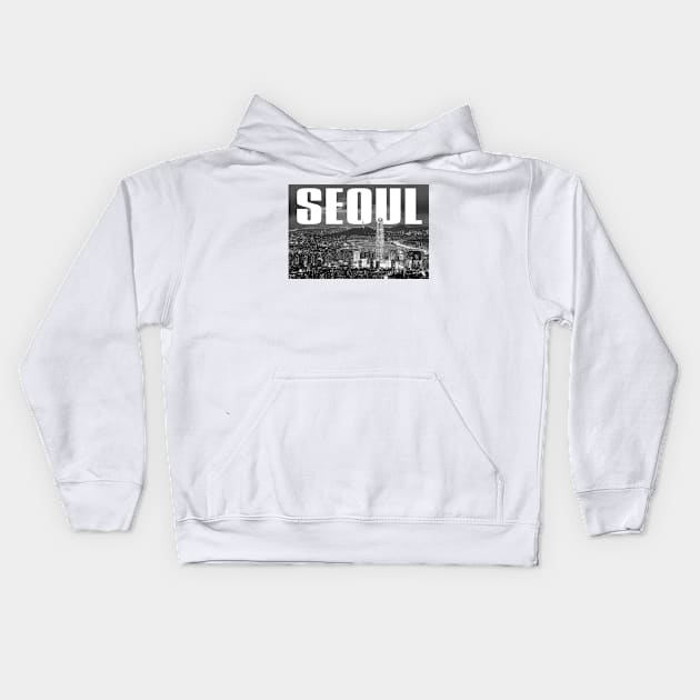 Seoul Cityscape Kids Hoodie by PLAYDIGITAL2020